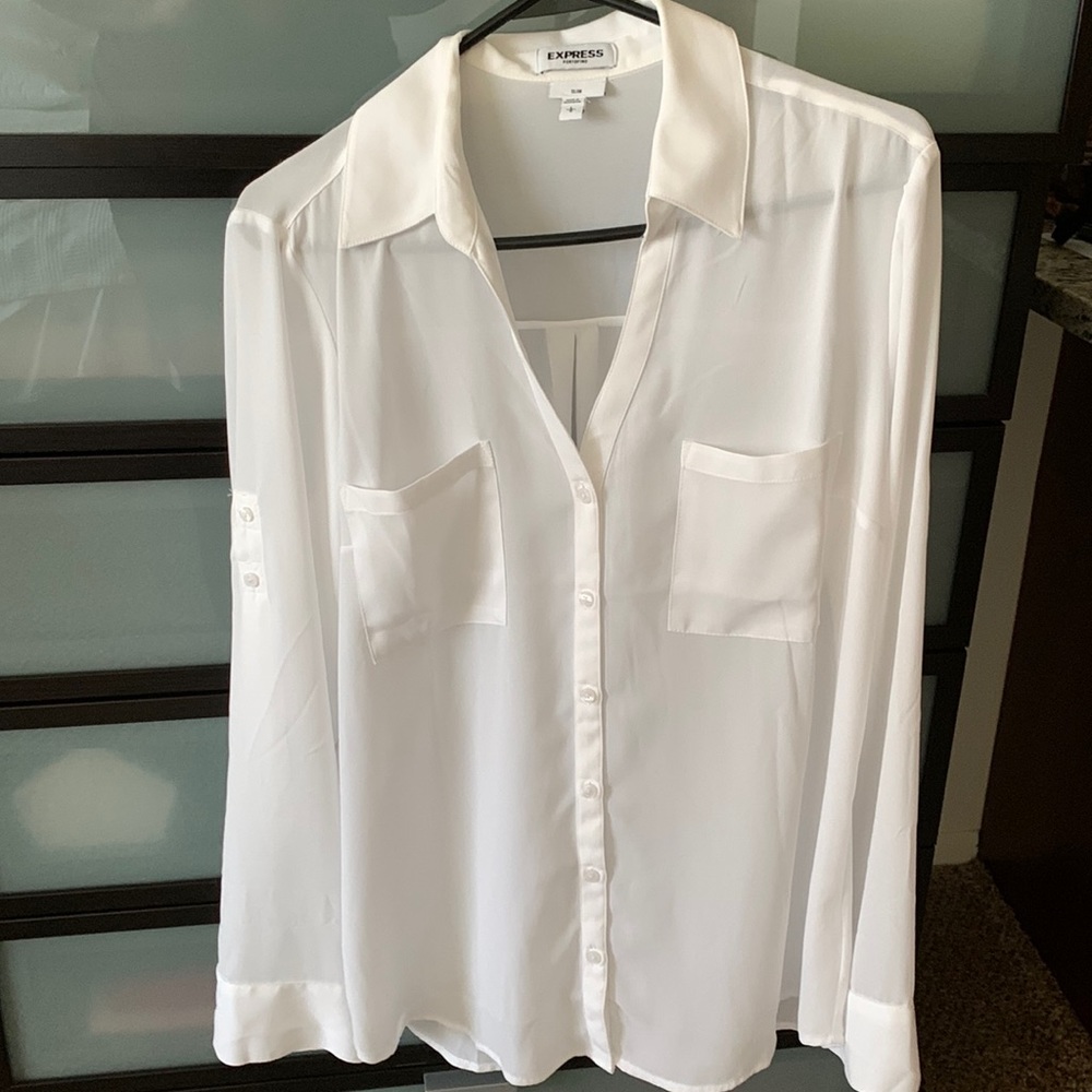 Express Slim Portofino Button Down Blouse